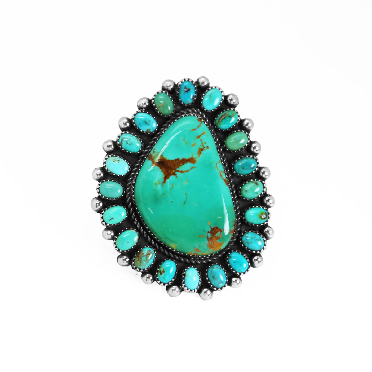 Freeform Kingman Turquoise Statement Cluster Ring – Native Co. Gallery, LLC
