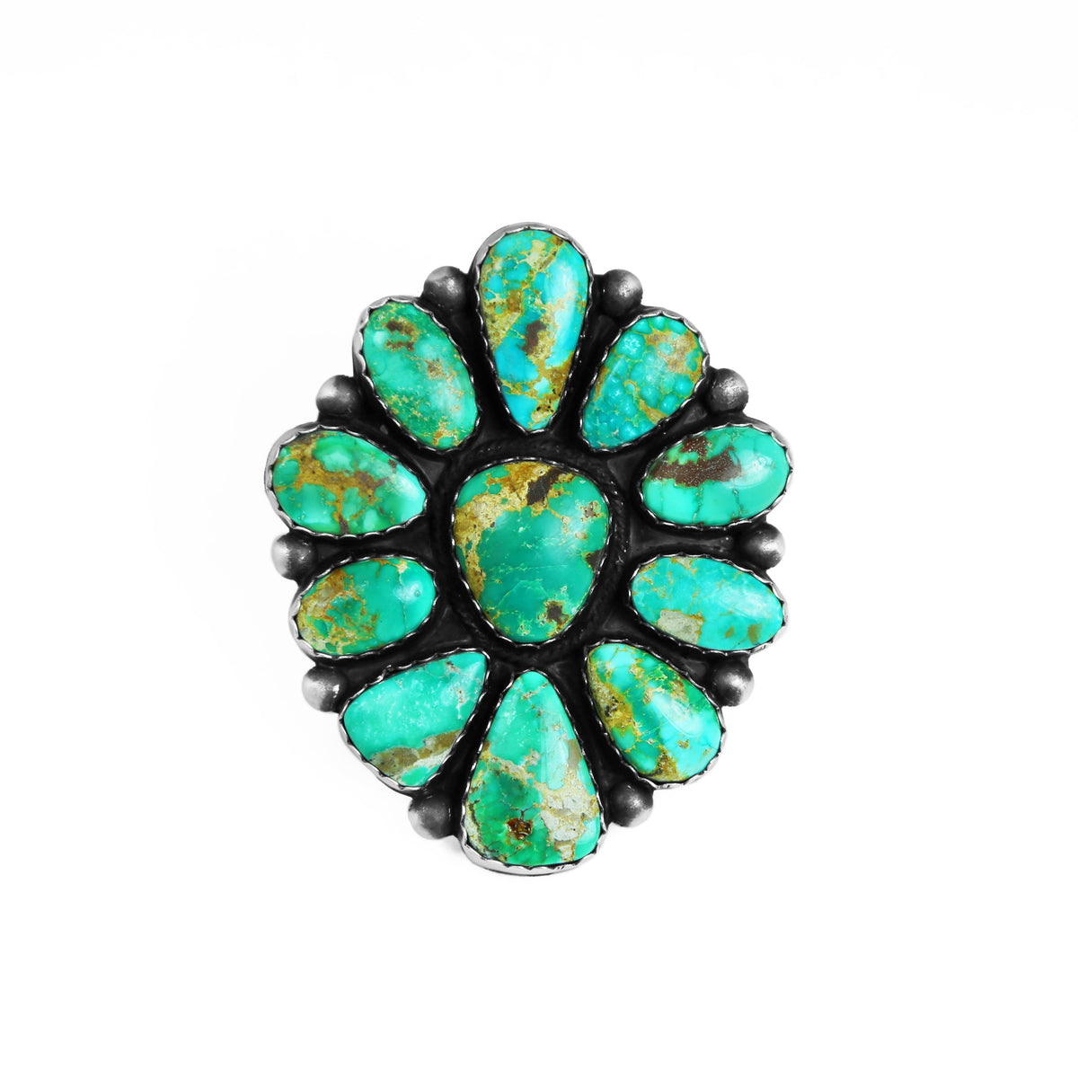 Turquoise Statement Cluster Scalloped Bezel Ring – Native Co. Gallery, LLC