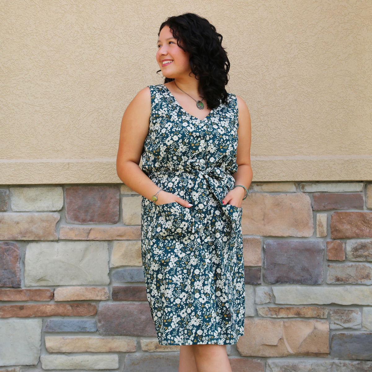 Sleeveless Button Front Cotton Dress