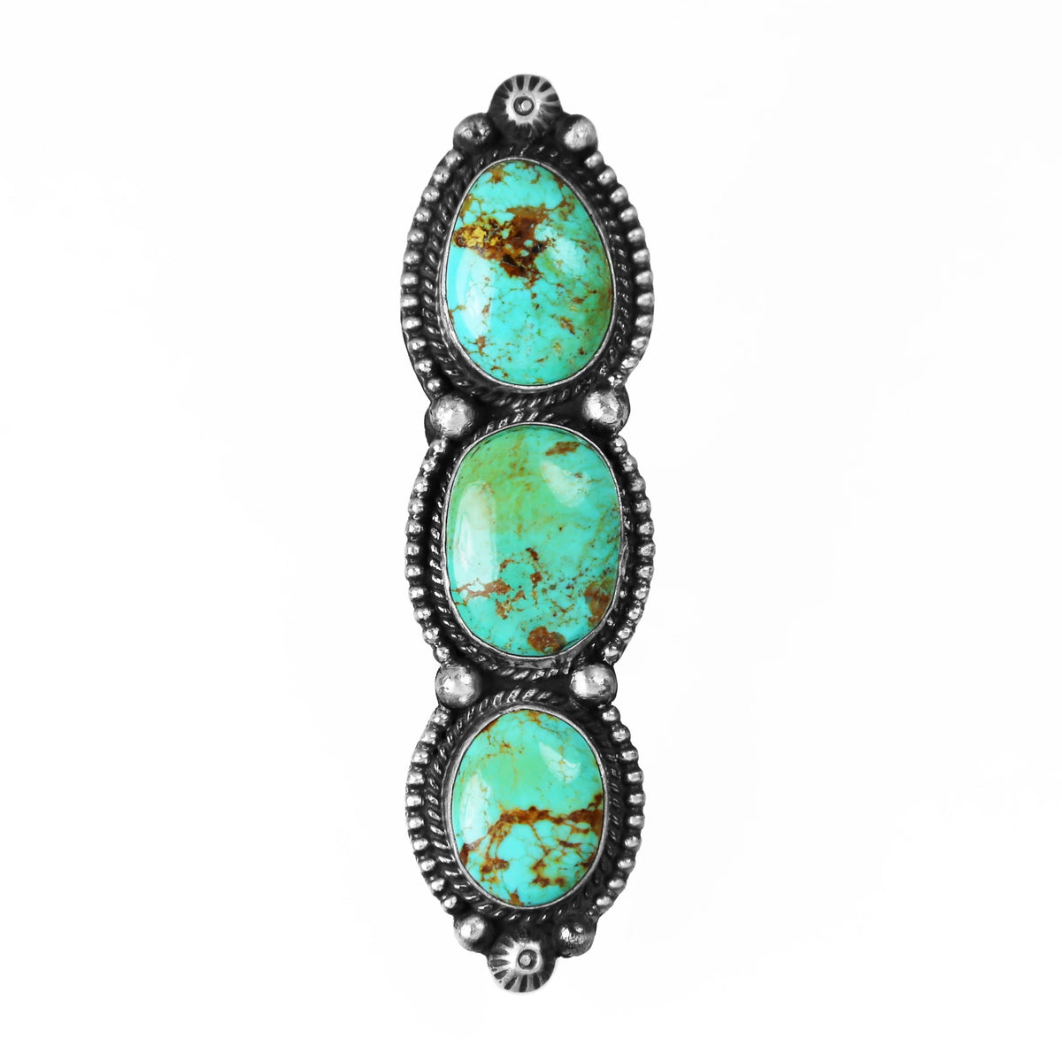 Three Stone Kingman Turquoise Statement Ring – Native Co. Gallery, LLC