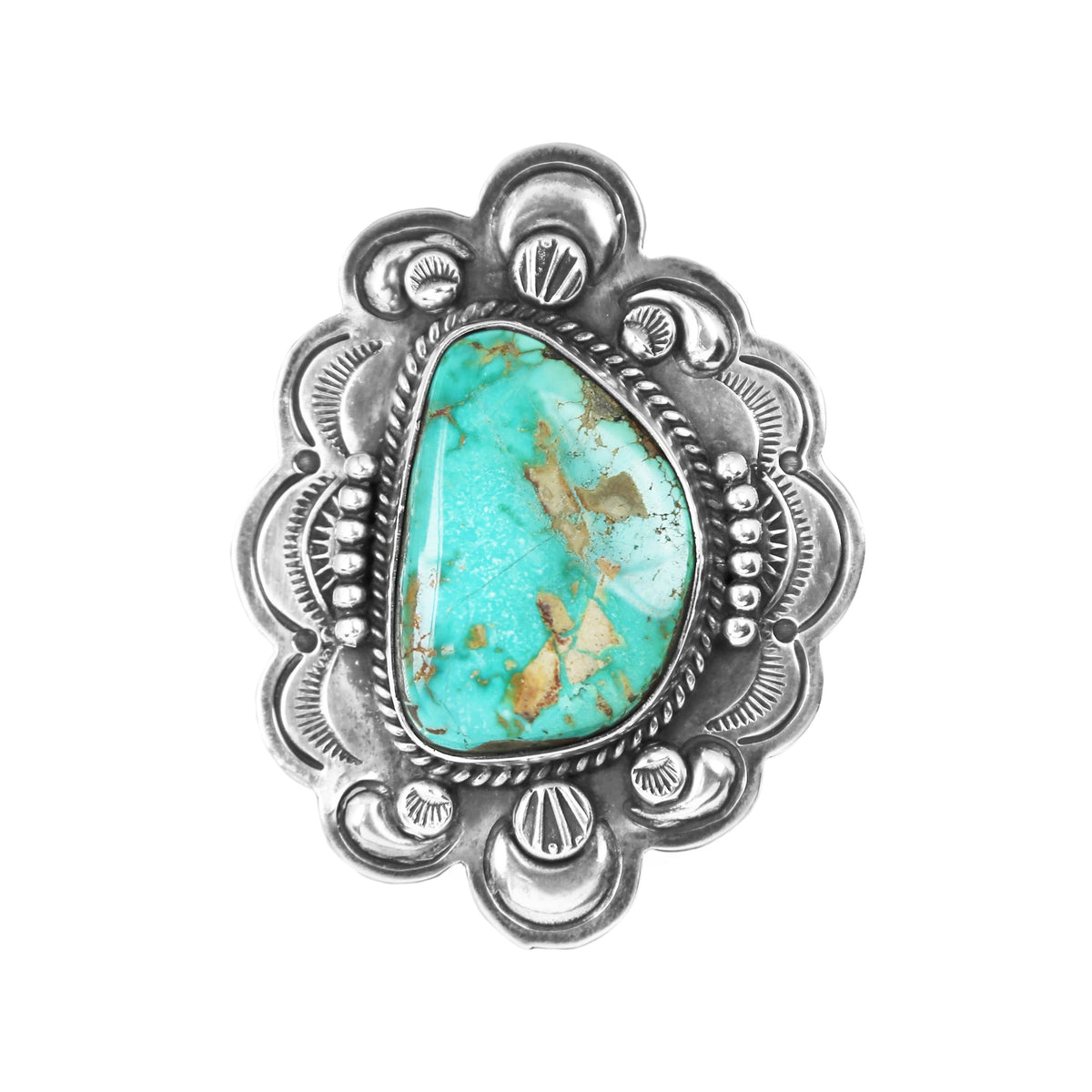 Turquoise Silver Statement Concho Ring – Native Co. Gallery, LLC